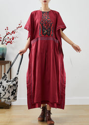 Elegant Mulberry Embroideried Patchwork Cotton Dresses Summer