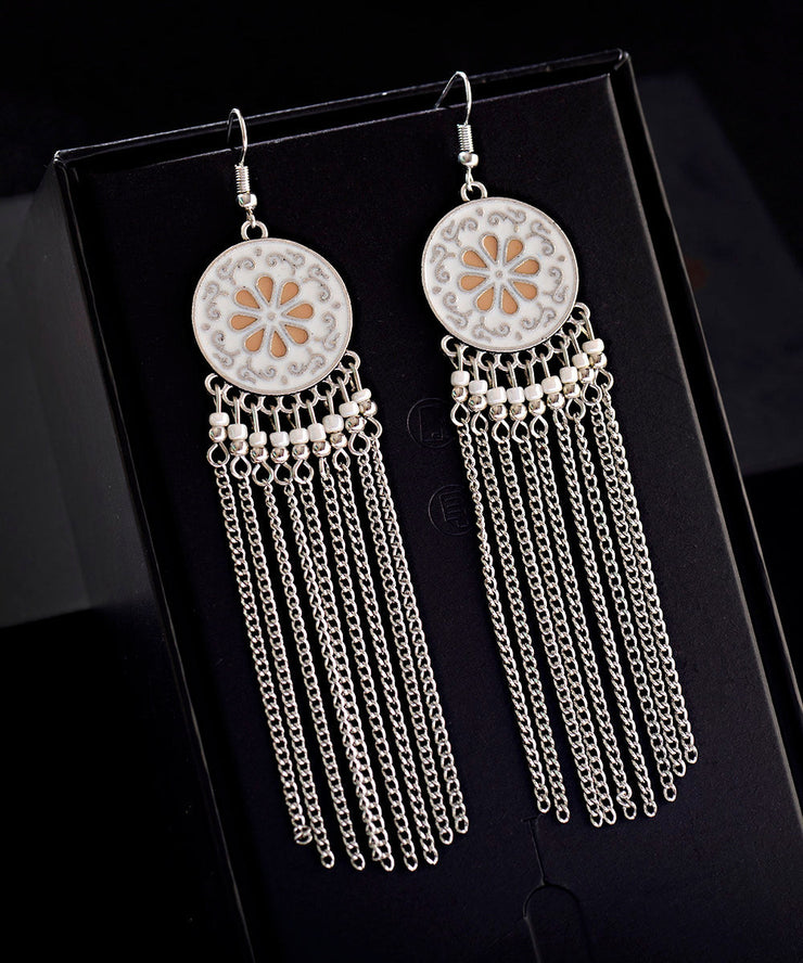 Elegant Mulberry Overgild Tassel Floral Drop Earrings