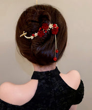 Elegant Mulberry Zircon Agate Floral Tassel Hairpin