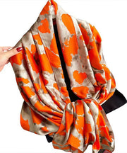 Elegant Orange Print Soft Comfy Silk Scarf