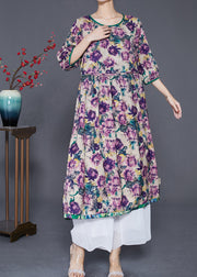 Elegant Oversized Cinched Wear On Both Sides Silk Long Dresses Summer