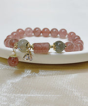 Elegant Pink Crystal Beading Charm Bracelet