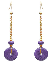 Elegant Purple 14K Gold Crystal Drop Earrings