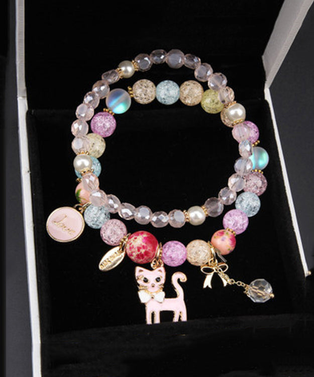 Elegant Purple Coloured Glaze Crystal Dolphin Star Charm Bracelet