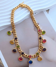 Elegant Rainbow Copper Overgild Coloured Glaze Princess Necklace