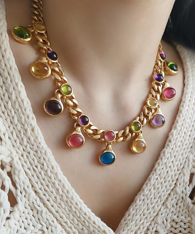 Elegant Rainbow Copper Overgild Coloured Glaze Princess Necklace