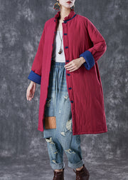 Elegant Red Chinese Button Thick Fine Cotton Filled Puffers Jackets Winter