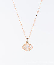 Elegant Rose Gold Copper Overgild Zircon 18K Gold Crown Pendant Necklace