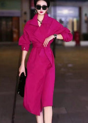 Elegant Rose Peter Pan Collar Tie Waist Cotton Trench Fall