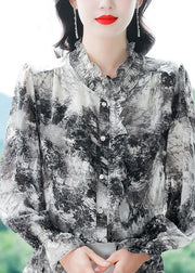 Elegant Ruffled Tie Dye Chiffon Shirt Spring