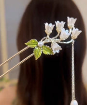 Elegant Silk Alloy Lily Of The Valley Pearl Tassel Hairpin