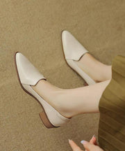 Elegant Splicing Chunky Shoes Khaki Sheepskin Pointed Toe