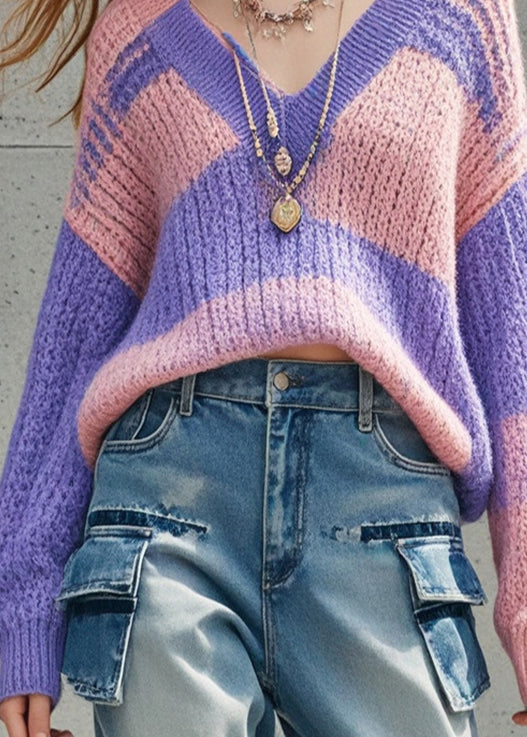 Elegant V Neck Chunky Oversized Knit Sweaters Fall