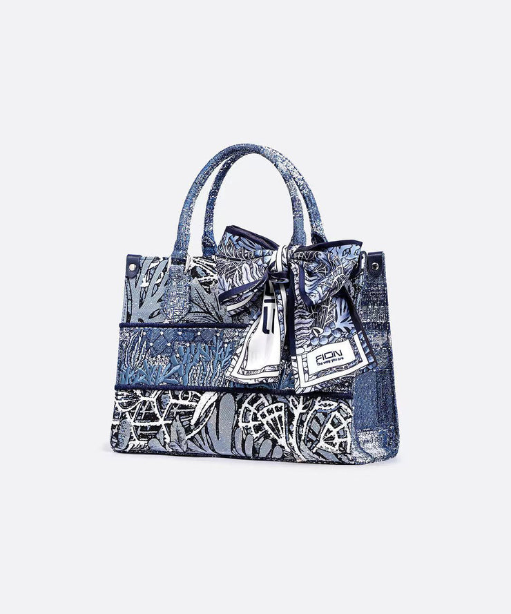 Elegant Versatile Print Patchwork Tote Handbag