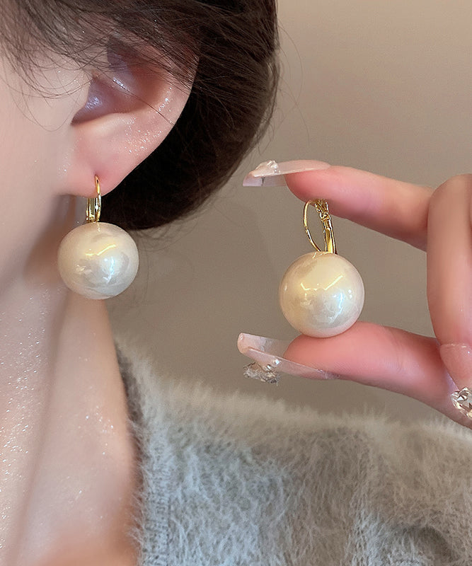 Elegant White Alloy Pearl Drop Earrings