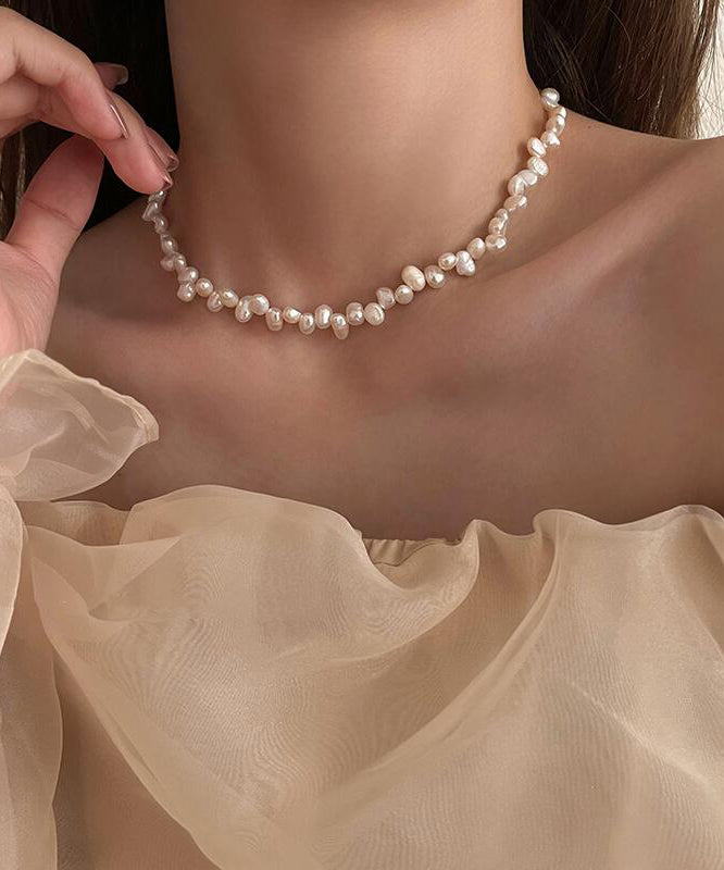 Elegant White Alloy Pearl Tassel Graduated Bead Necklace