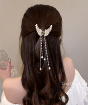 Elegant White Butterfly Pearl Tassel Hairpin