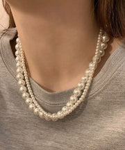 Elegant White Double Layer Pearl Princess Necklace