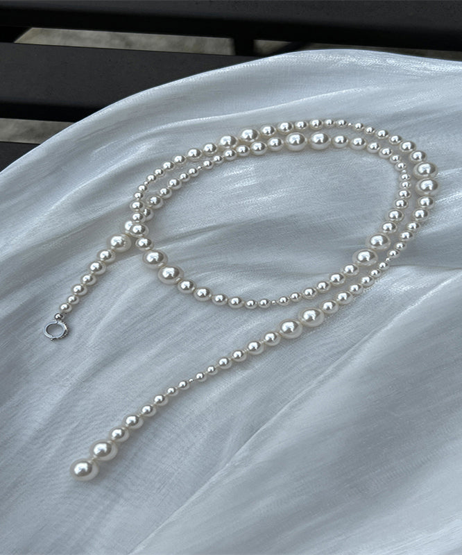 Elegant White Pearl Beading Gratuated Bead Necklace