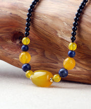 Elegant Yellow Agate Gem Stone Gratuated Bead Necklace