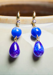 Ethnic Style Peacock Blue Water Droplet Acrylic Drop Earrings