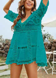 European And American Lace Patchwork Hollowed Out Cover Up