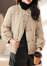 Fashion Apricot Ruffled Tasseled Pockets Fine Cotton Filled Jackets Winter