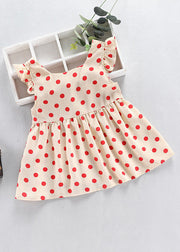 Fashion Baby Blue O-Neck Dot Print Patchwork Girls Vacation Long Dress Sleeveless