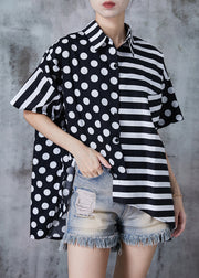 Fashion Black Asymmetrical Patchwork Cotton Top Summer