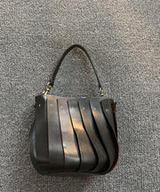 Fashion Black Calf Leather Satchel Handbag