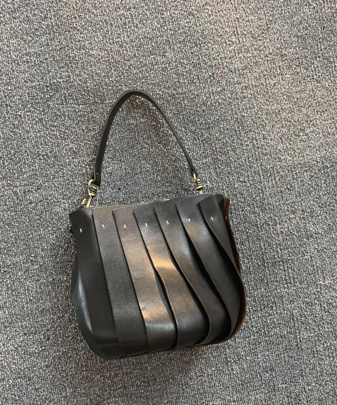 Fashion Black Calf Leather Satchel Handbag