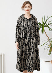 Fashion Black Hooded Tie Dye Cashmere Long Dresses Spring