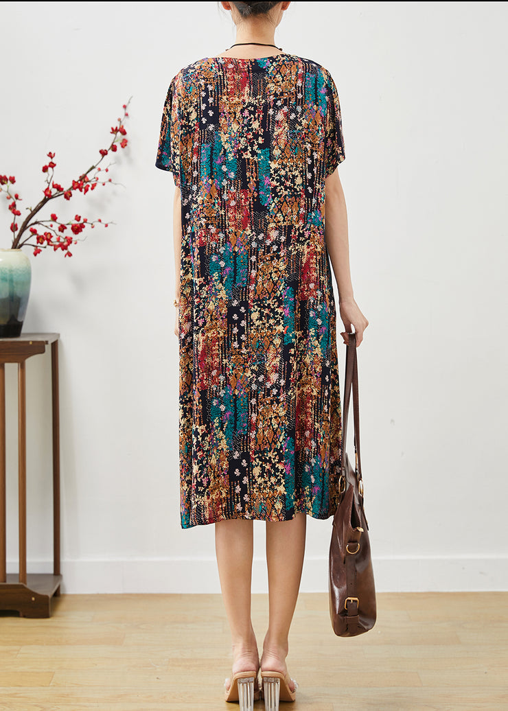 Fashion Black Oversized Print Cotton Dress Summer