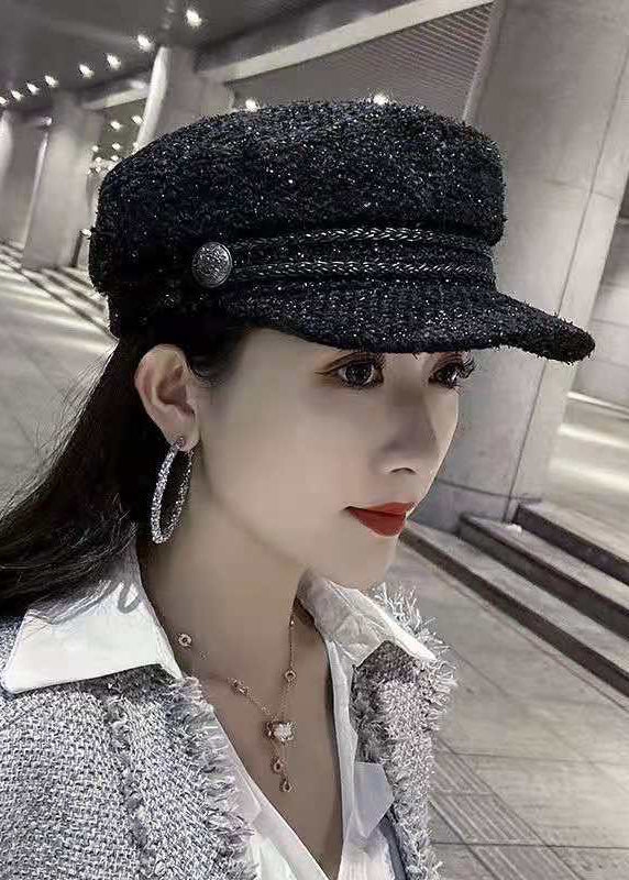 Fashion Black Patchwork Beret Hat