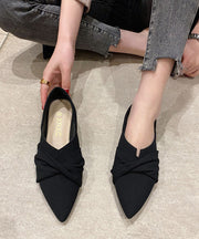 Fashion Black Splicing Pointed Toe Flats Suede Flat Shoes