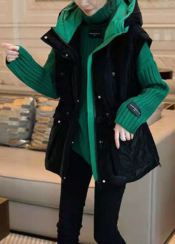 Fashion Blackish Green Turtle Neck Applique Thick Knit Pullover Winter