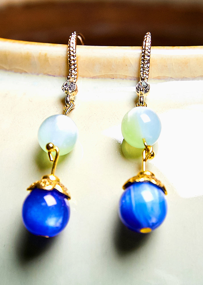 Fashion Blue Opal Zircon Drop Earrings