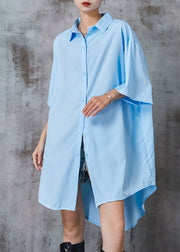 Fashion Blue Oversized Cotton Vacation Dresses Summer