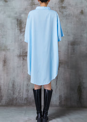 Fashion Blue Oversized Cotton Vacation Dresses Summer