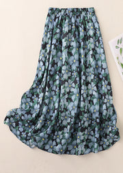 Fashion Blue Print Elastic Waist Cotton Skirts Summer