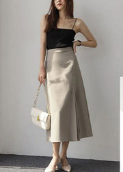 Fashion Brown Wrinkled High Waist Cotton Skirt Spring