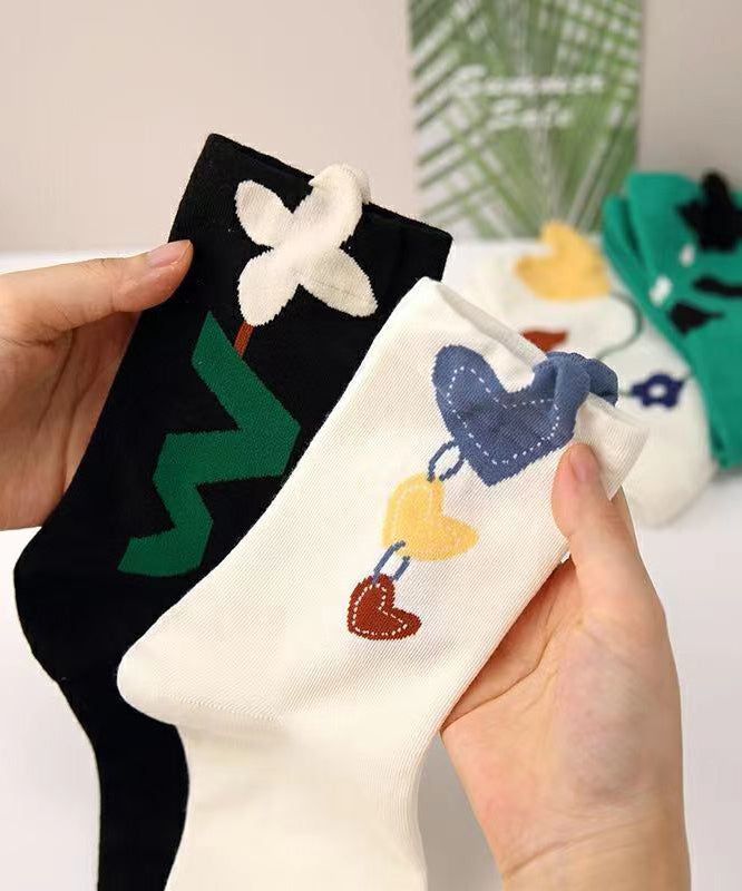 Fashion Cartoon Print Cotton Crew Socks