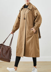 Fashion Chocolate Oversized Pockets Cotton Coat Outwear Fall