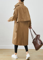 Fashion Chocolate Oversized Pockets Cotton Coat Outwear Fall