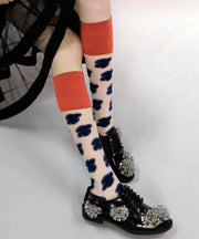 Fashion Floral Jacquard Hollow Out Cotton Mid Calf Socks