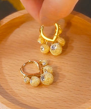 Fashion Gold Copper Alloy Zircon Durian Hoop Earrings