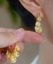 Fashion Gold Copper Alloy Zircon Durian Hoop Earrings