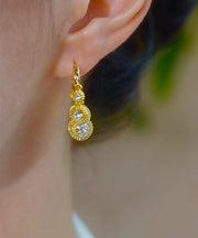 Fashion Gold Copper Alloy Zircon Durian Hoop Earrings