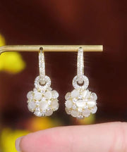 Fashion Gold Copper Alloy Zircon Opal Spherical Drop Earrings