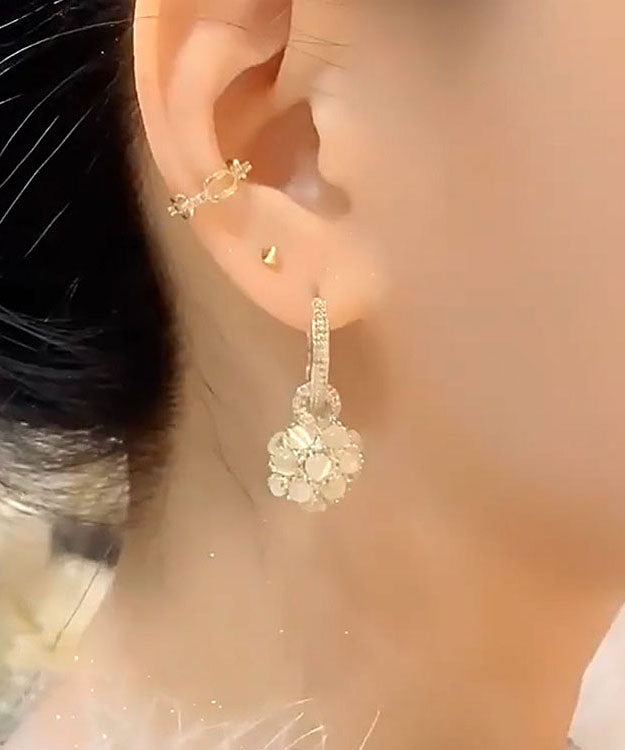 Fashion Gold Copper Alloy Zircon Opal Spherical Drop Earrings